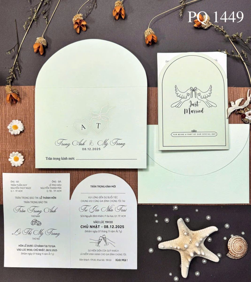 Mẫu Thiệp Cưới Giấy Vân Mỹ Thuật